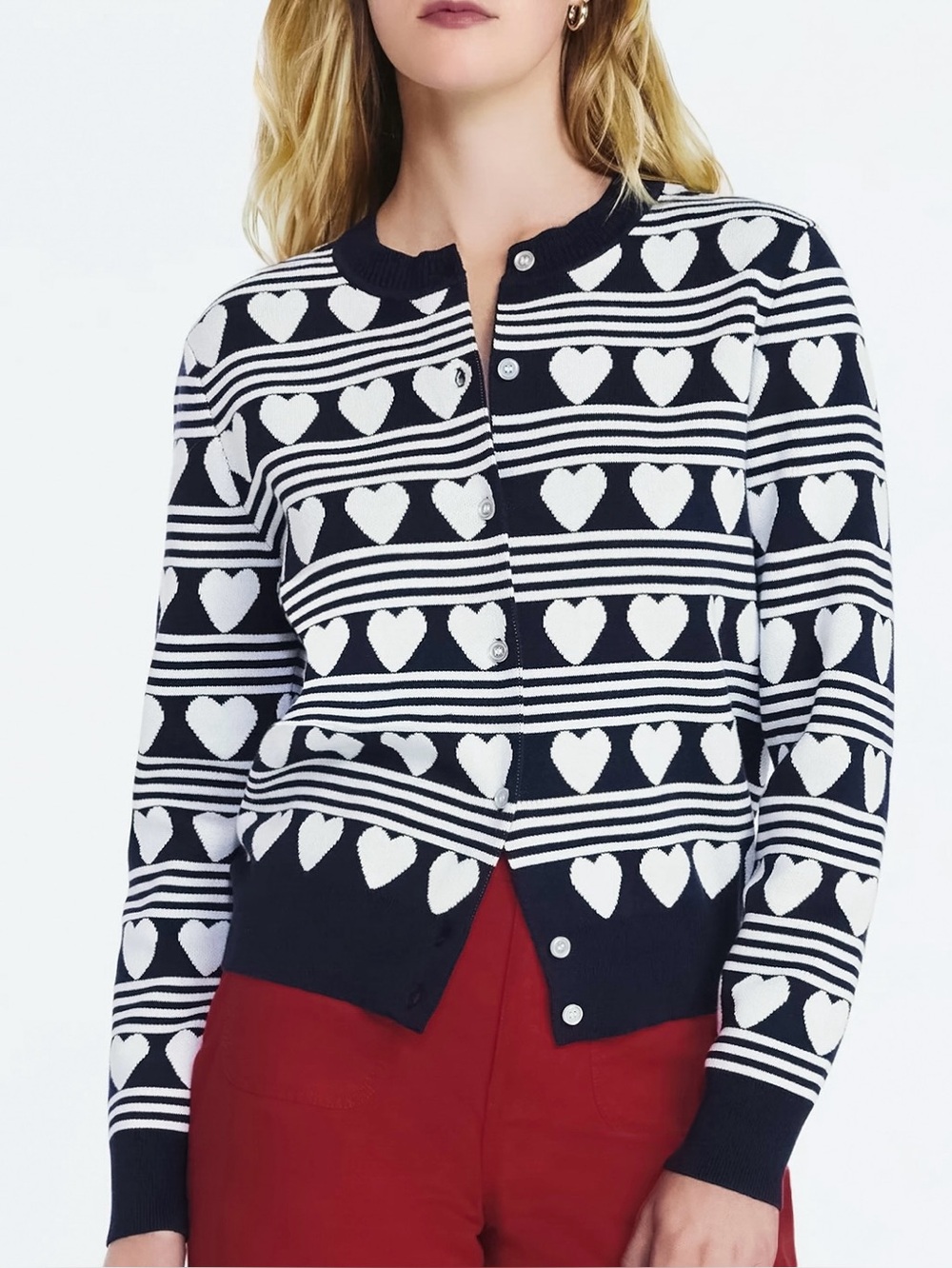 Free Assembly Heart Cozy Yarn Cardigan Sweater Cotton Modal Dark Blue NWT